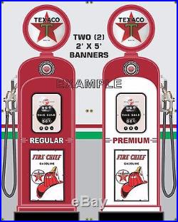 Gas Pump Set Texaco Banner Gas Station Shop Garage Display Sign Art 2- 2' X 5