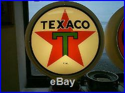 Gas pump globe, TEXACO 2 GLASS LENSES in a PLACTIC BODY & LAMP STAND, NEW