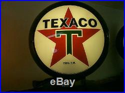 Gas pump globe TEXACO, 2 glass lenses in a plastic body & LAMP STAND, NEW