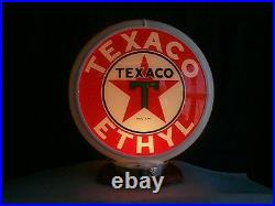 Gas pump globe TEXACO ETHYL repo 2 glass lens LIGHT NEW
