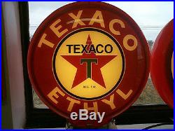 Gas pump globe TEXACO ETHYL repo 2 glass lens LIGHT NEW