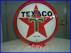 Gas pump globe TEXACO reproduction 2 GLASS LENSES in a RED plastic body NEW Gas pump globe TEXACO reproduction 2 GLASS LENSES in a RED plastic body NEW