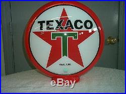 Gas pump globe TEXACO reproduction 2 GLASS LENSES in a RED plastic body NEW Gas pump globe TEXACO reproduction 2 GLASS LENSES in a RED plastic body NEW