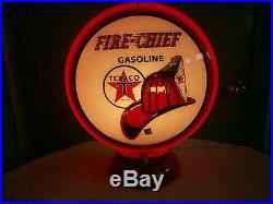 Gas pump globe Texaco Fire Chief repro. & light stand NEW GREAT FOR GIFTS