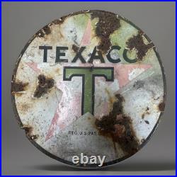 Genuine 15 Texaco Gas Pump Metal Sign Antique W Patina Not Reproduction