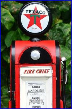 Handmade Tin Texaco Fire Chief Gas Pump Model Tinplate Metal Gasoline