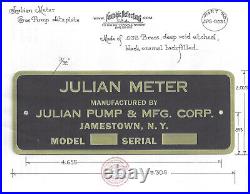 Julian Meter Gas Pump data plate Texaco Gulf Standard Shell etc