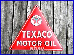 LARGE VINTAGE TEXACO MOTOR OIL PORCELAIN SIGN 22-1/2x 19-1/2 GAS STATION PUMP