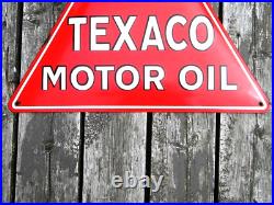 LARGE VINTAGE TEXACO MOTOR OIL PORCELAIN SIGN 22-1/2x 19-1/2 GAS STATION PUMP