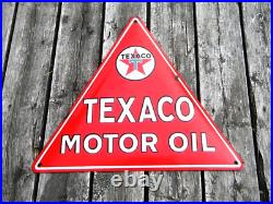 LARGE VINTAGE TEXACO MOTOR OIL PORCELAIN SIGN 22-1/2x 19-1/2 GAS STATION PUMP