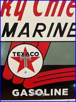 Large 3-11-62 Vintage Style''texaco Marine' Porcelain Pump Plate 12x18 Inch USA