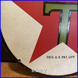 Large Original & Authentic''texaco'' 15 Inch Pump Plate Porcelain Sign