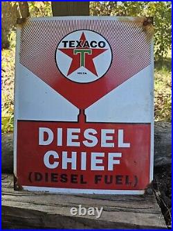 Large Original Texaco Diesel Fuel Gasoline Porcelain Gas Pump Sign 12 X 16 Large Original Texaco Diesel Fuel Gasoline Porcelain Gas Pump Sign 12 X 16