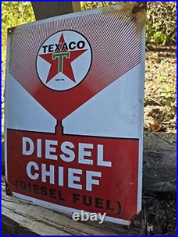 Large Original Texaco Diesel Fuel Gasoline Porcelain Gas Pump Sign 12 X 16 Large Original Texaco Diesel Fuel Gasoline Porcelain Gas Pump Sign 12 X 16