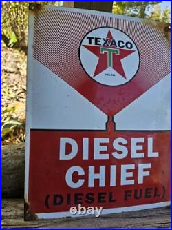 Large Original Texaco Diesel Fuel Gasoline Porcelain Gas Pump Sign 12 X 16 Large Original Texaco Diesel Fuel Gasoline Porcelain Gas Pump Sign 12 X 16