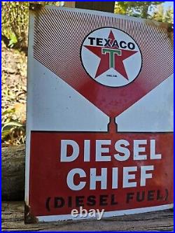 Large Original Texaco Diesel Fuel Gasoline Porcelain Gas Pump Sign 12 X 16 Large Original Texaco Diesel Fuel Gasoline Porcelain Gas Pump Sign 12 X 16