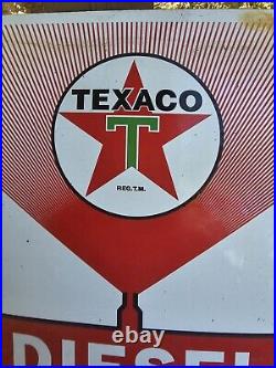 Large Original Texaco Diesel Fuel Gasoline Porcelain Gas Pump Sign 12 X 16 Large Original Texaco Diesel Fuel Gasoline Porcelain Gas Pump Sign 12 X 16
