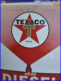 Large Original Texaco Diesel Fuel Gasoline Porcelain Gas Pump Sign 12 X 16 Large Original Texaco Diesel Fuel Gasoline Porcelain Gas Pump Sign 12 X 16