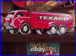 Large Texaco Gasoline Truck Vintage Porcelain Sign Service Station Americana