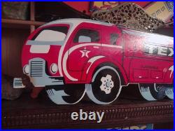 Large Texaco Gasoline Truck Vintage Porcelain Sign Service Station Americana