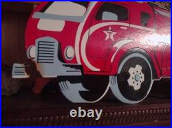 Large Texaco Gasoline Truck Vintage Porcelain Sign Service Station Americana