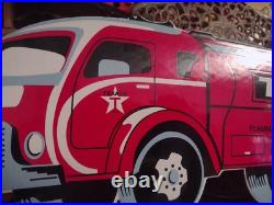 Large Texaco Gasoline Truck Vintage Porcelain Sign Service Station Americana