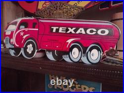 Large Texaco Gasoline Truck Vintage Porcelain Sign Service Station Americana