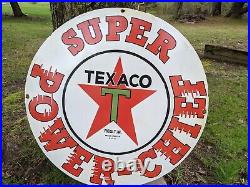 Large Vintage Texaco Power-chief Porcelain Gas Station Pump Gasoline Sign 30