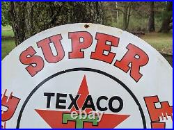 Large Vintage Texaco Power-chief Porcelain Gas Station Pump Gasoline Sign 30