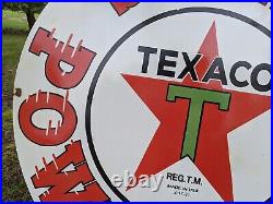 Large Vintage Texaco Power-chief Porcelain Gas Station Pump Gasoline Sign 30