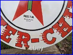 Large Vintage Texaco Power-chief Porcelain Gas Station Pump Gasoline Sign 30