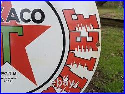 Large Vintage Texaco Power-chief Porcelain Gas Station Pump Gasoline Sign 30