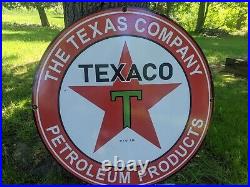 Large Vintage Texaco Products Porcelain Gas Station Pump Gasoline Sign 30