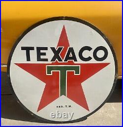 Large Vintage Texaco Star Oil Gasoline 30 Porcelain Sign Pump Plate Gas Station