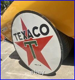 Large Vintage Texaco Star Oil Gasoline 30 Porcelain Sign Pump Plate Gas Station
