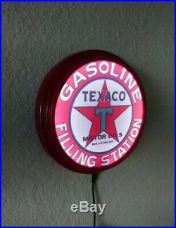 Light up Texaco sign With Remote Gas Pump Style Globe Cabin Man Cave Gas Station