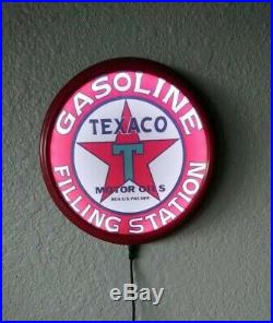 Light up Texaco sign With Remote Gas Pump Style Globe Cabin Man Cave Gas Station