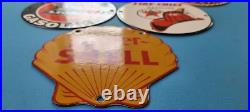Lot Vintage Gasoline Porcelain Texaco & Shell Gas Service Station Pump Signs 6 Lot Vintage Gasoline Porcelain Texaco & Shell Gas Service Station Pump Signs 6