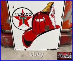 MATCHING PAIR of 1950's TEXACO Fire Chief Porcelain Gas Pump Plate Signs