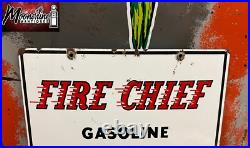 MATCHING PAIR of 1950's TEXACO Fire Chief Porcelain Gas Pump Plate Signs