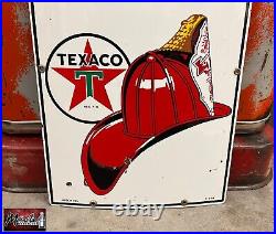 MATCHING PAIR of 1950's TEXACO Fire Chief Porcelain Gas Pump Plate Signs