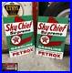 MATCHING_PAIR_of_1950_s_TEXACO_Sky_Chief_Porcelain_Gas_Pump_Plate_Signs_01_qc