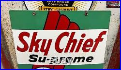 MATCHING PAIR of 1950's TEXACO Sky Chief Porcelain Gas Pump Plate Signs