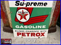 MATCHING PAIR of 1950's TEXACO Sky Chief Porcelain Gas Pump Plate Signs