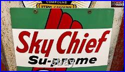 MATCHING PAIR of 1950's TEXACO Sky Chief Porcelain Gas Pump Plate Signs