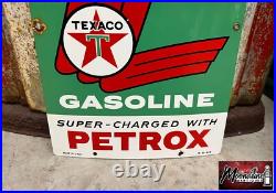 MATCHING PAIR of 1950's TEXACO Sky Chief Porcelain Gas Pump Plate Signs