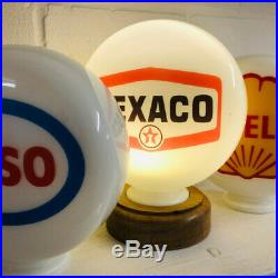 Mini Gas Pump Globe, Texaco, Alloy Base LED Desk Lamp, Petrol Memorabilia