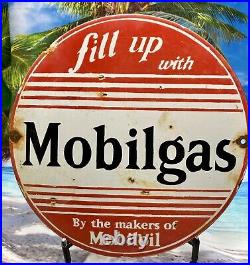 Mobilgas porcelain sign Filling Station gasoline oil gas pump plate garage
