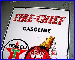 NEAR MINT 1946 Vintage TEXACO FIRE CHIEF GASOLINE Old Gas Pump Porcelain Sign