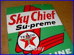 NEAR MINT 1963 Vintage TEXACO SKY CHIEF SUPREME Old Gas Pump Porcelain Sign